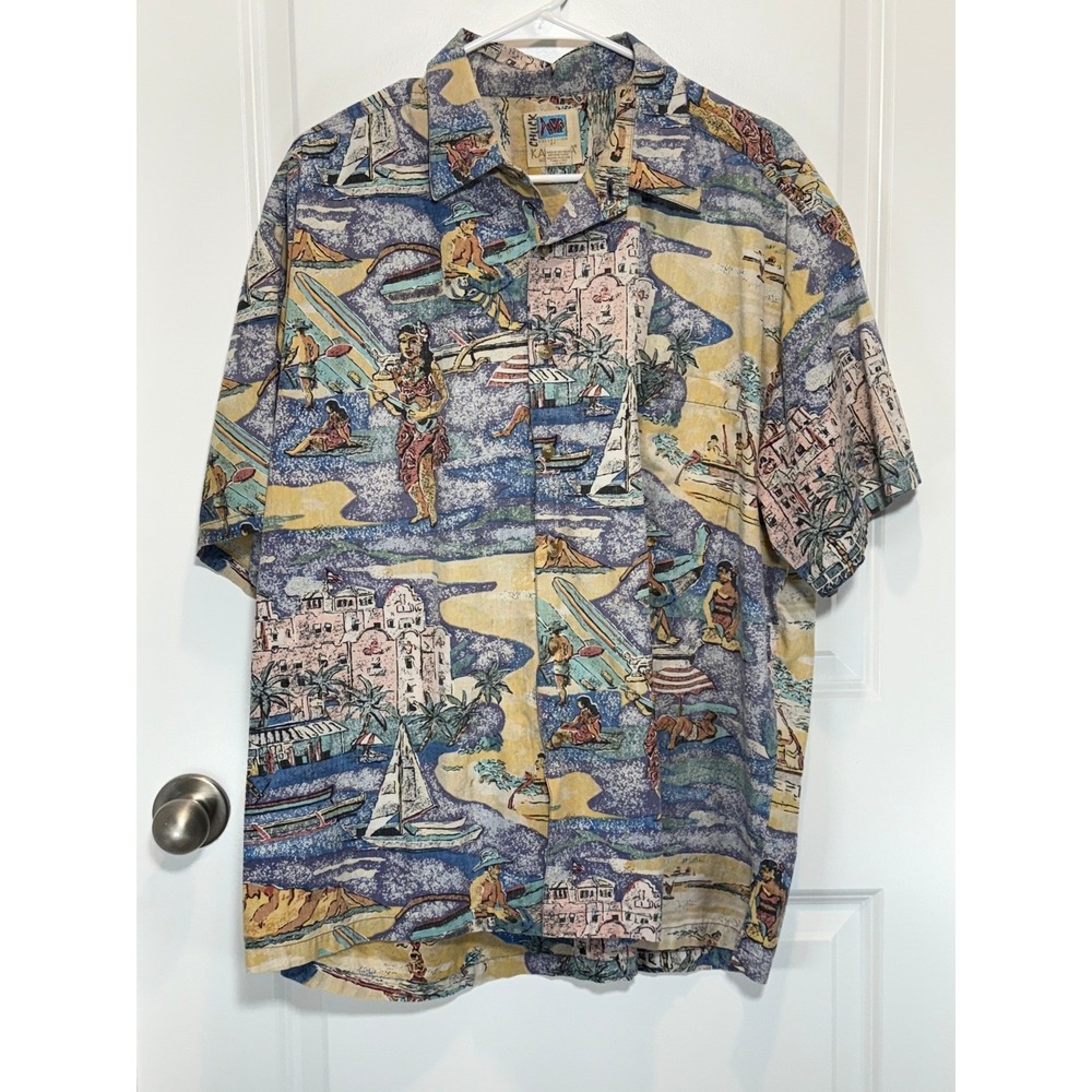 VTG KAHALA Hawaiian Islands Mens XL Aloha Shirt Vintage‎ Beach Scene X-Large Top